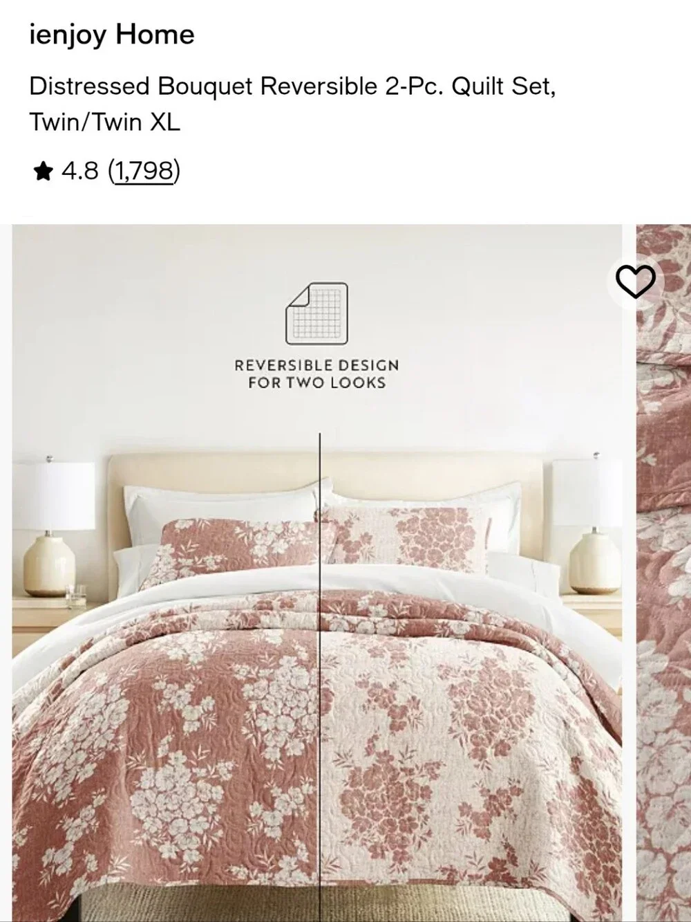 Terracotta Floral Quilt Comforter Set - Soft Quilted Bedding